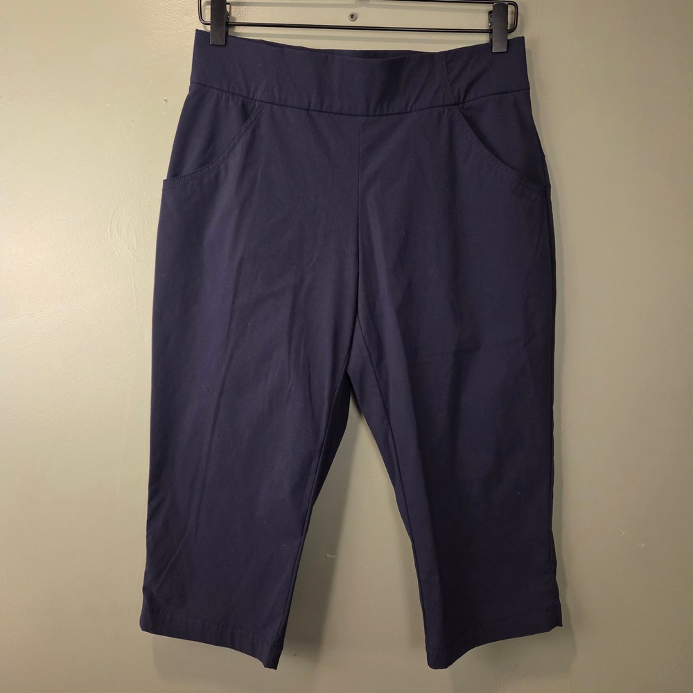 Columbia Women's Nylon Pull On Capri Pants Size M Navy Blue Casual Outdoors